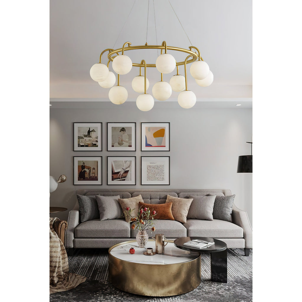 Maytoni Alabaster Chandelier Brass Frame