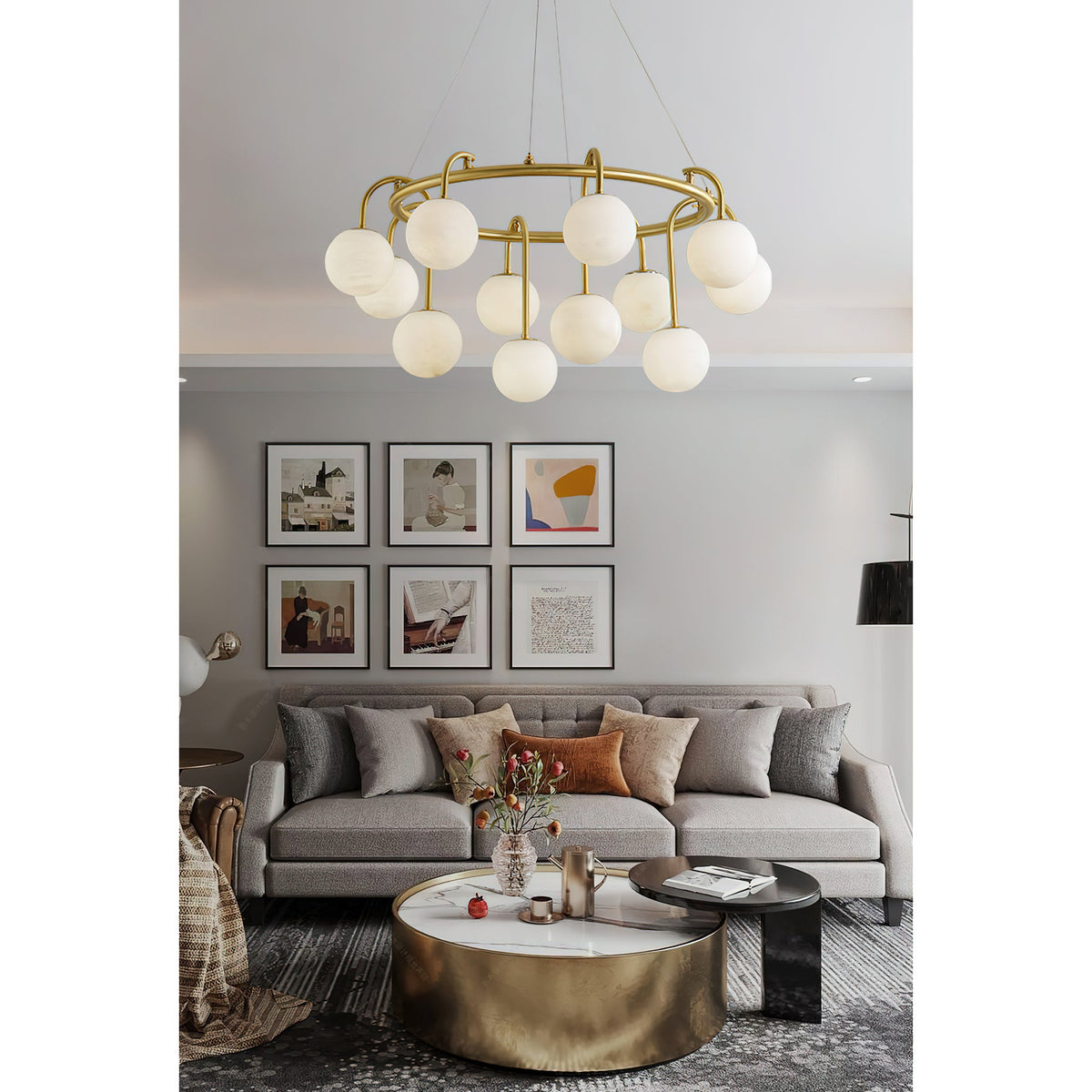 Maytoni Alabaster Chandelier Brass Frame