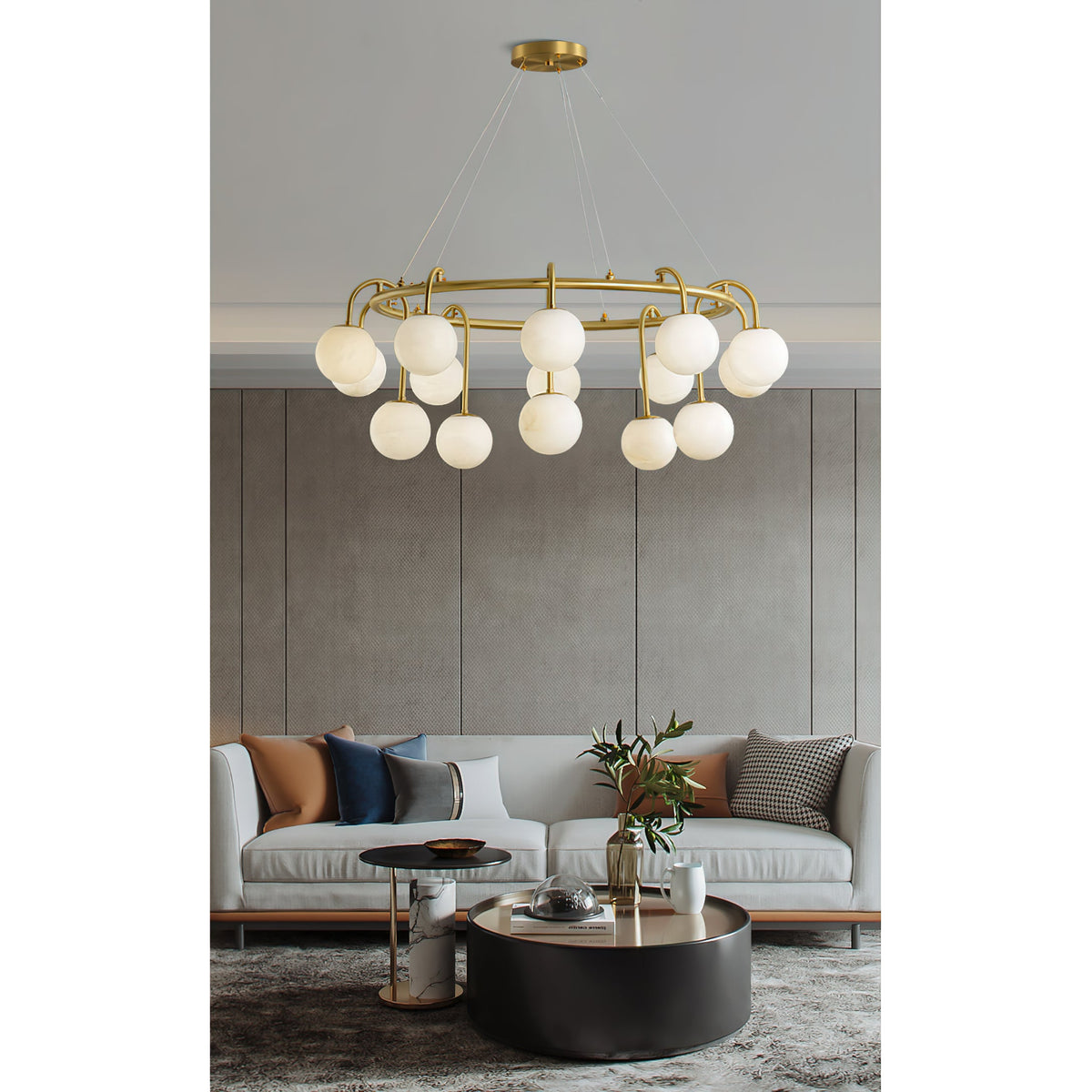 Maytoni Alabaster Chandelier Brass Frame