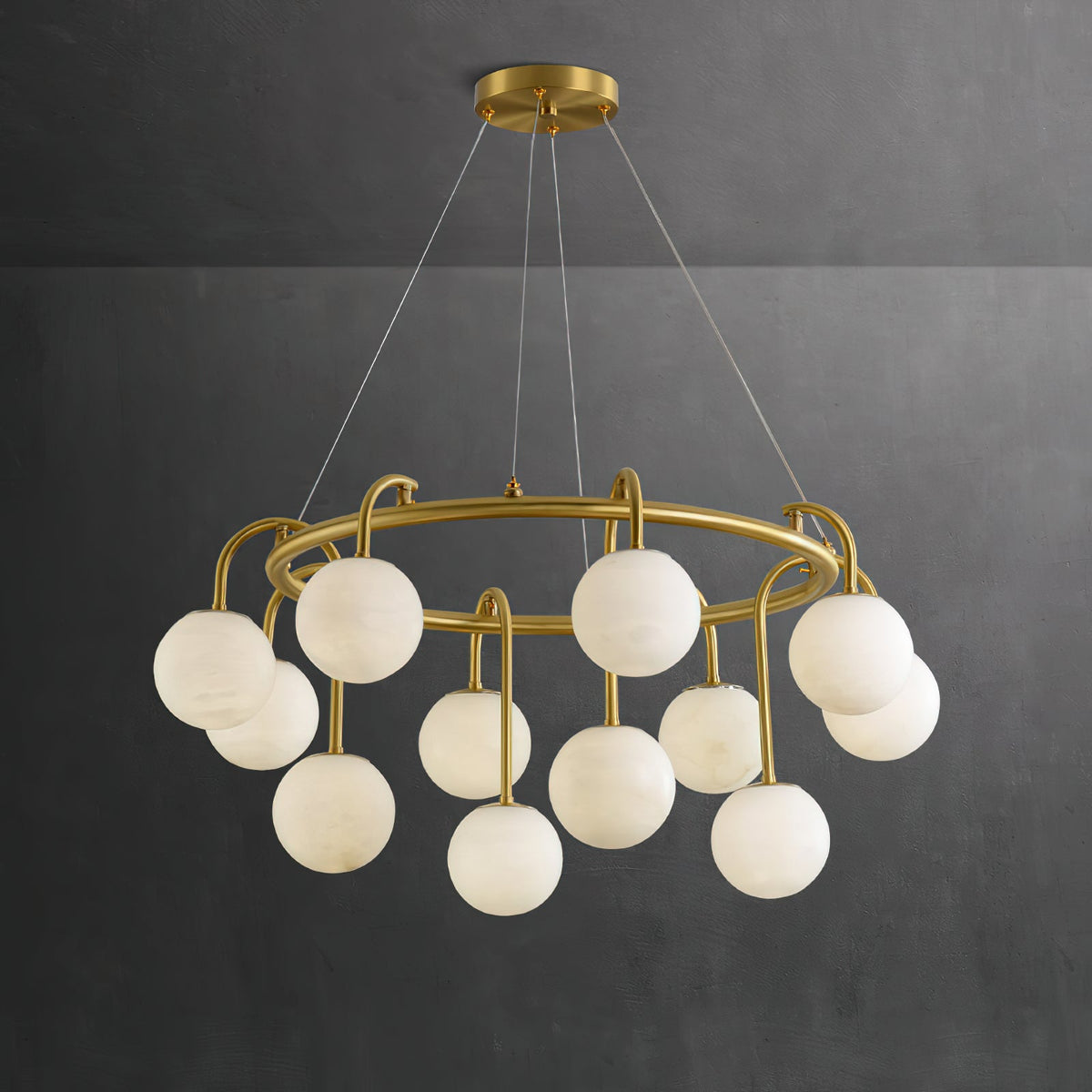 Maytoni Alabaster Chandelier Brass Frame