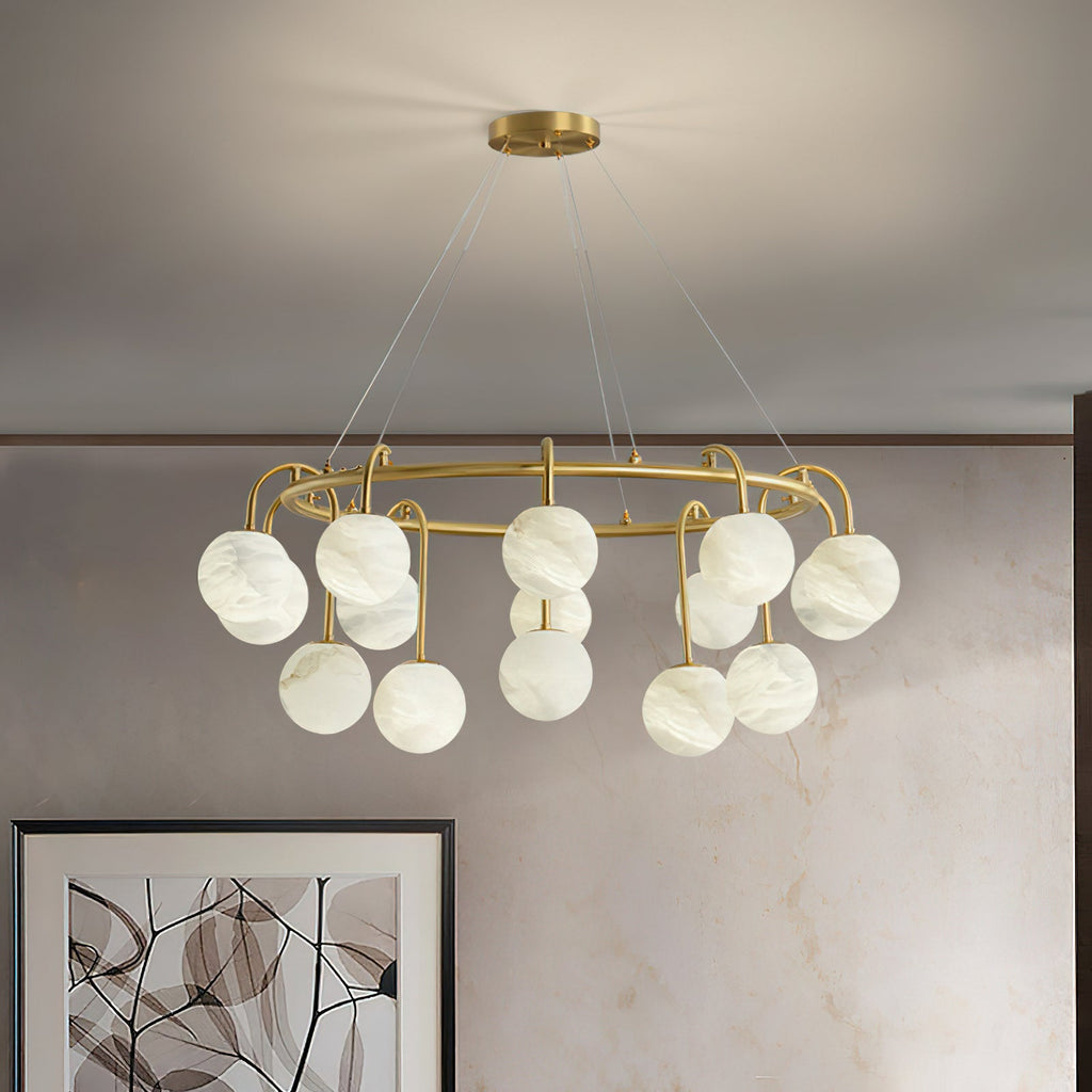 Maytoni Alabaster Chandelier Brass Frame
