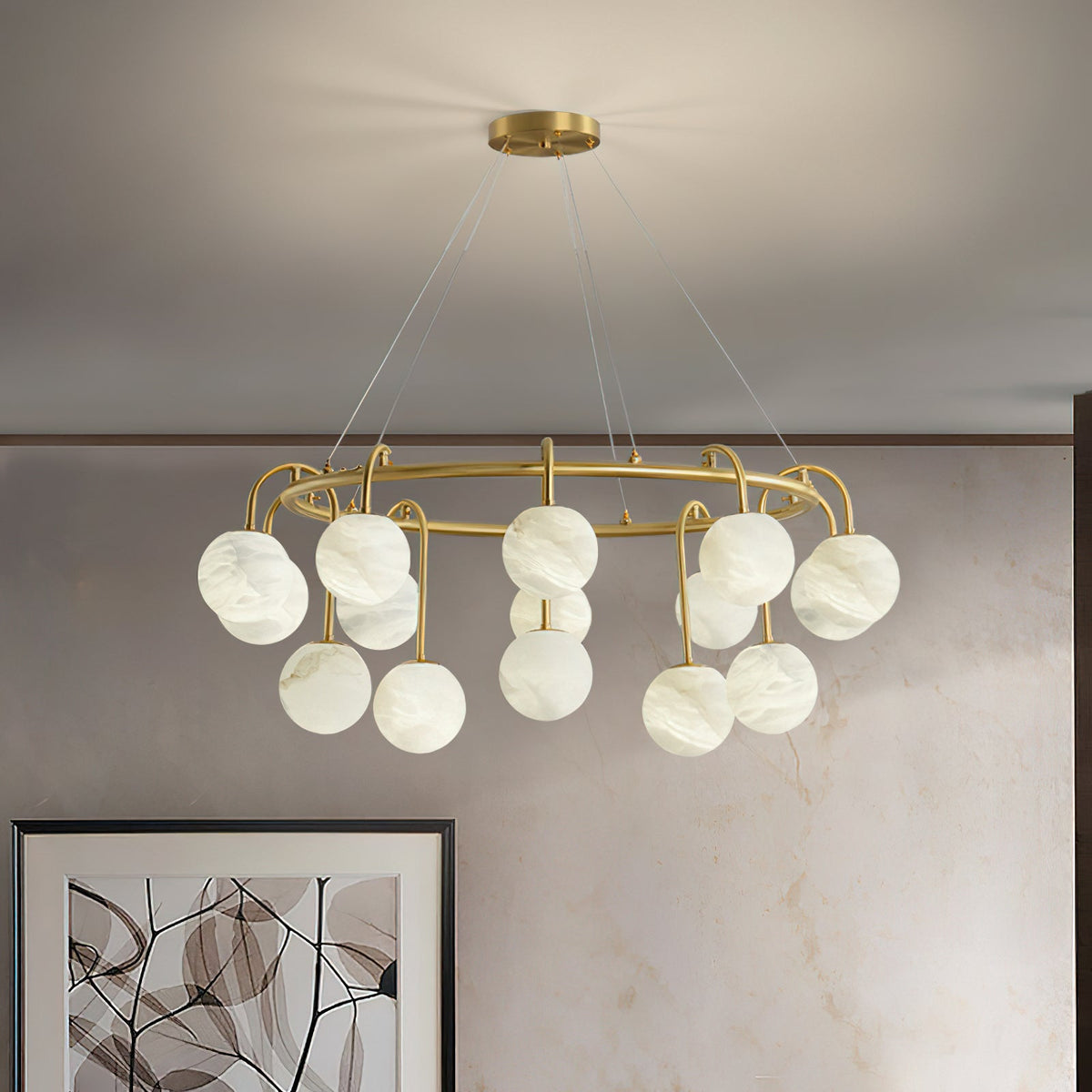 Maytoni Alabaster Chandelier Brass Frame