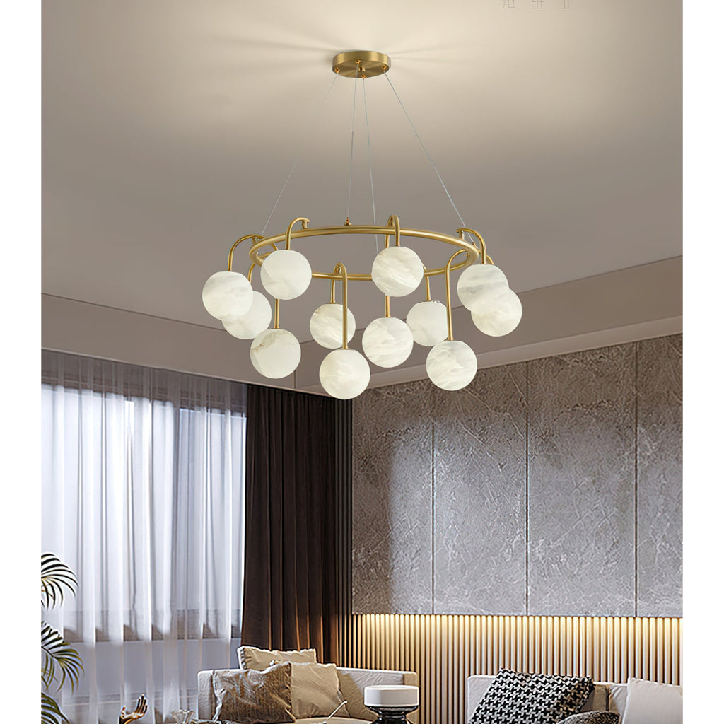 Maytoni Alabaster Chandelier Brass Frame