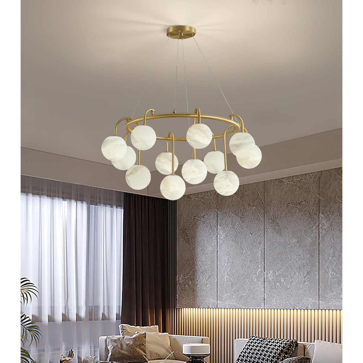 Maytoni Alabaster Chandelier Brass Frame