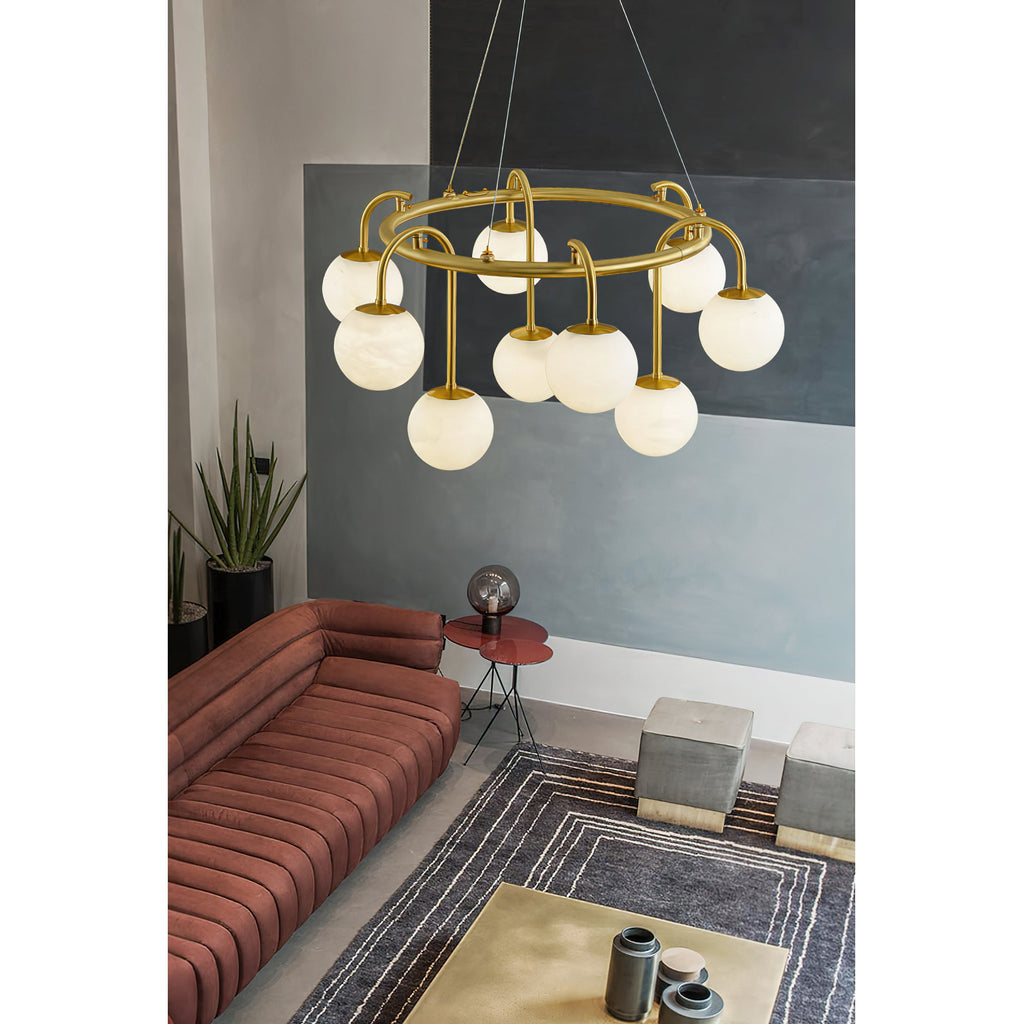 Maytoni Alabaster Chandelier Brass Frame