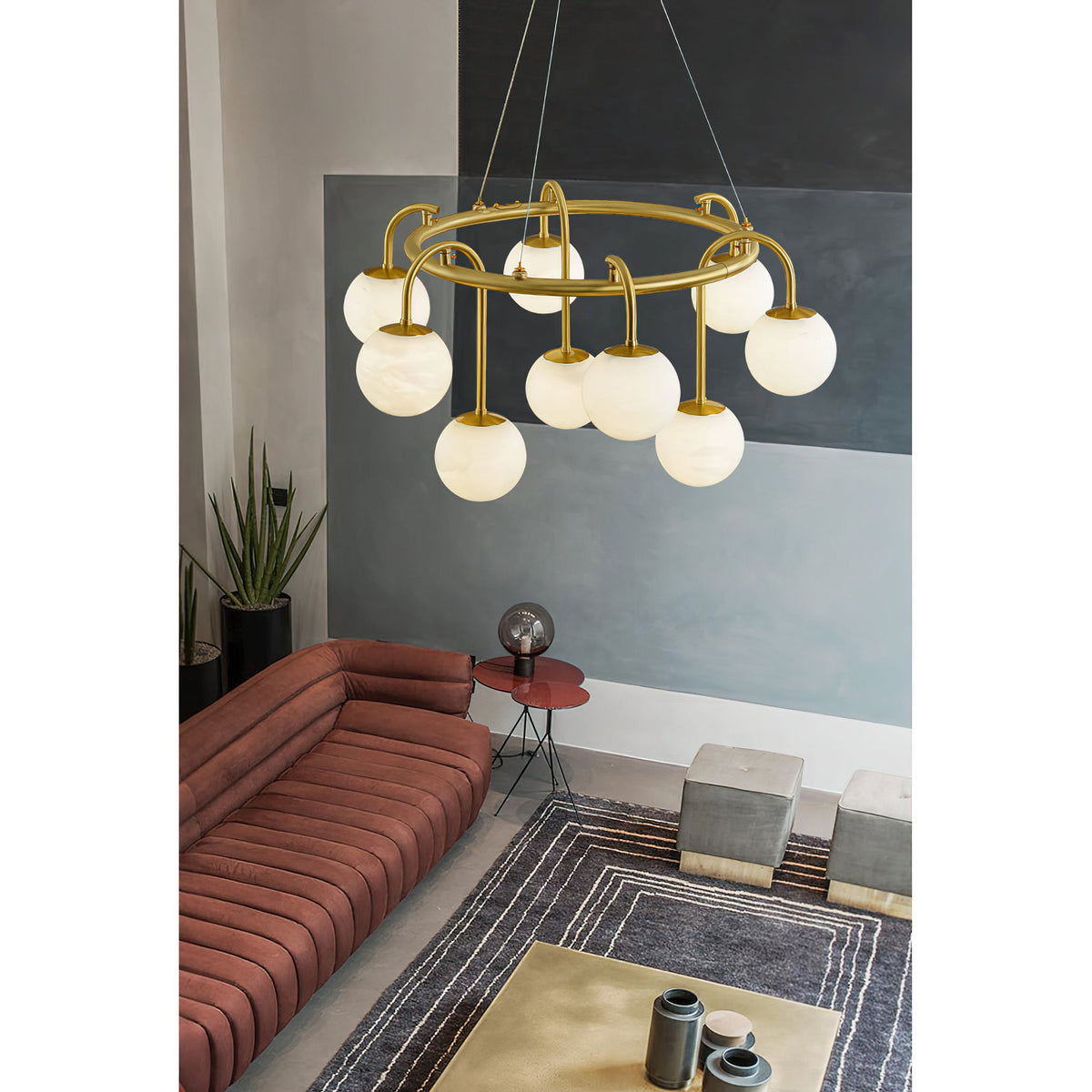 Maytoni Alabaster Chandelier Brass Frame