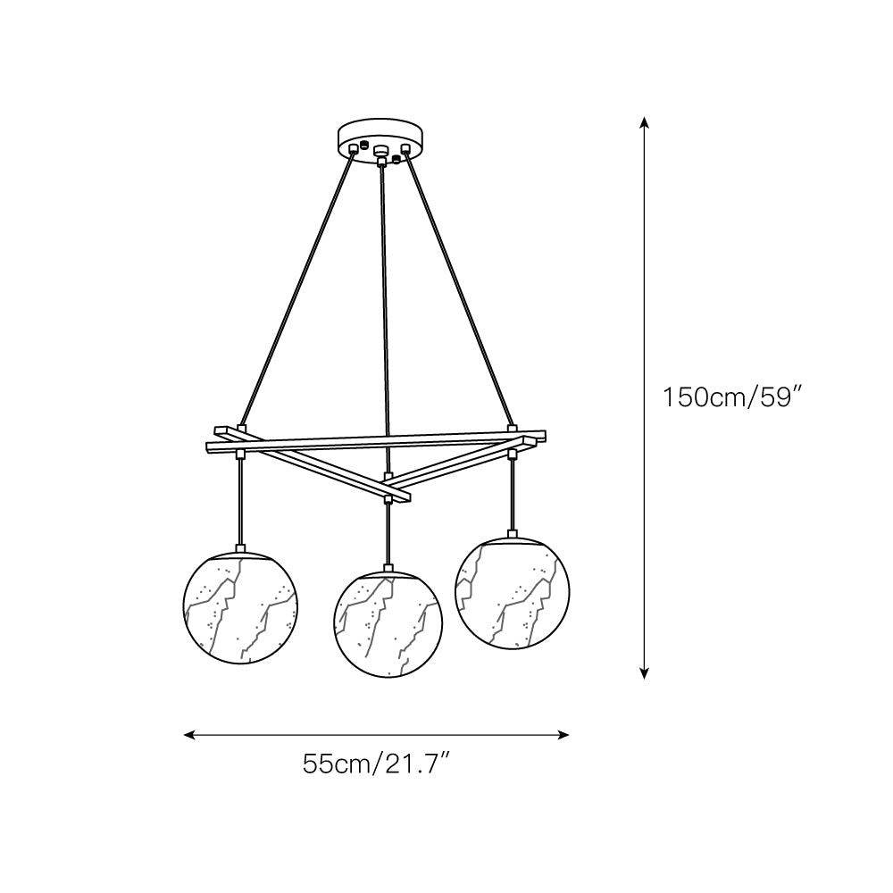 Radilum Miira Alabaster Chandelier Brass Frame