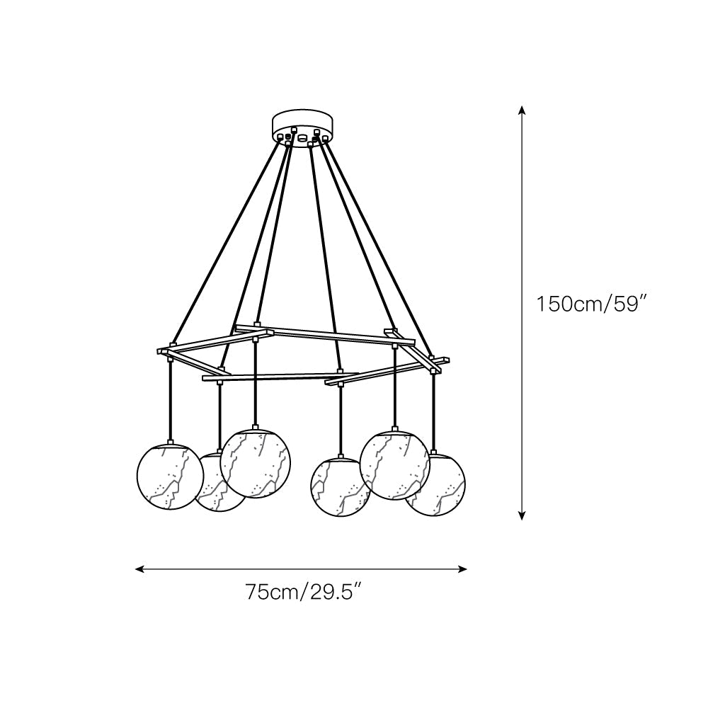 Radilum Miira Alabaster Chandelier Brass Frame