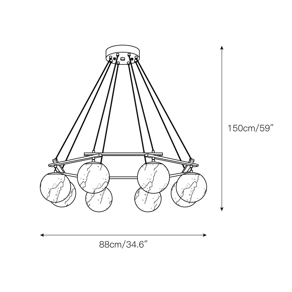 Radilum Miira Alabaster Chandelier Brass Frame