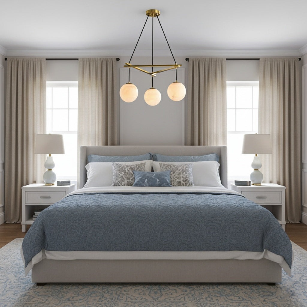 Radilum Miira Alabaster Chandelier Brass Frame