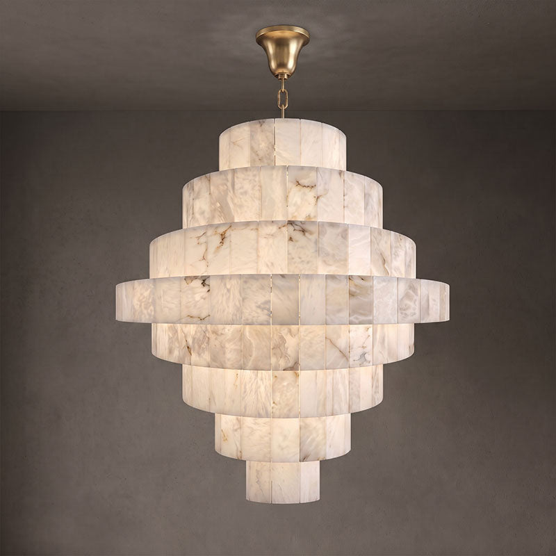 Radilum Pyramid Alabaster Chandelier Brass Frame