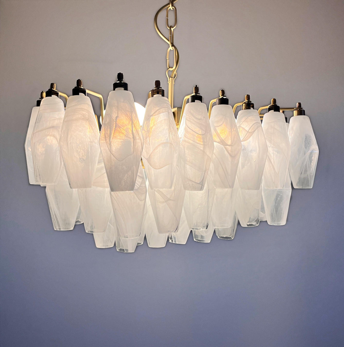 Radilum Poliedri Murano Alabaster Chandelier