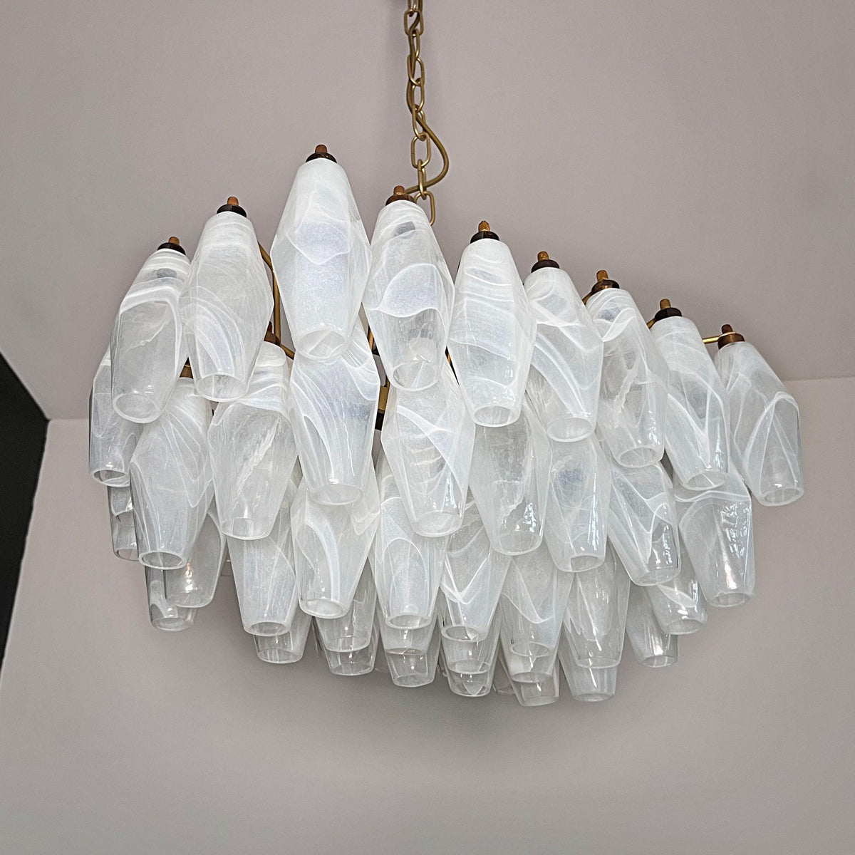 Radilum Poliedri Murano Alabaster Chandelier