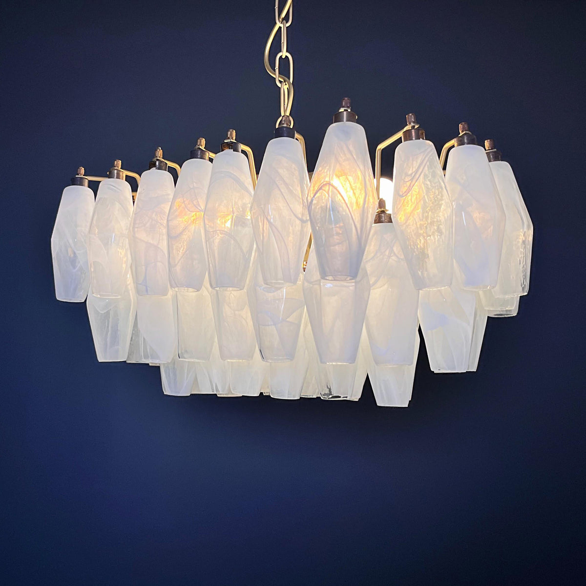 Radilum Poliedri Murano Alabaster Chandelier