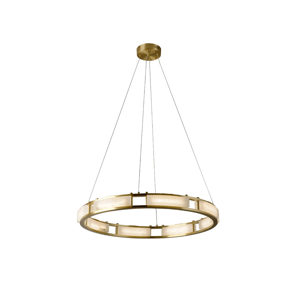 Radilum Qatar Alabaster Chandelier Brass Frame