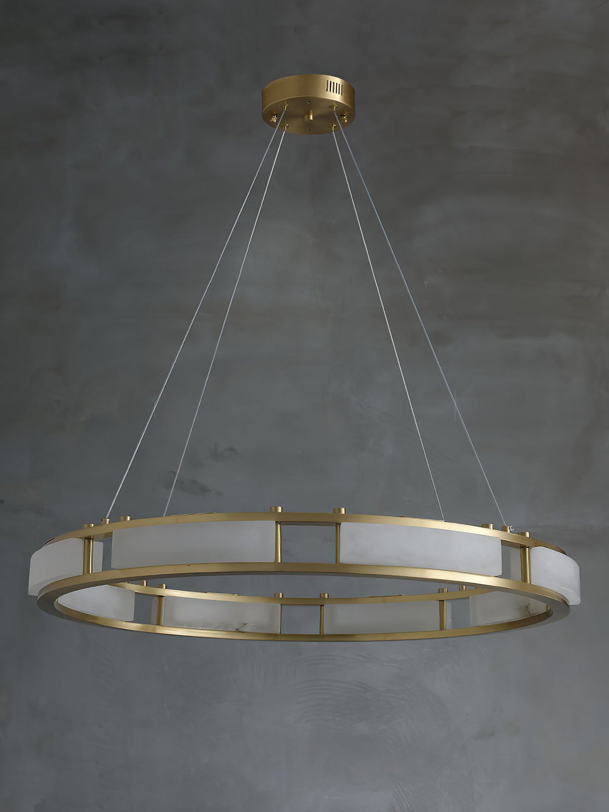 Radilum Qatar Alabaster Chandelier Brass Frame