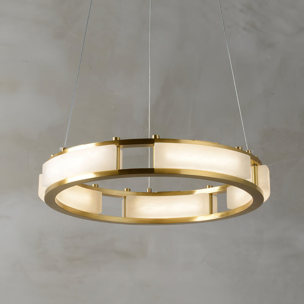 Radilum Qatar Alabaster Chandelier Brass Frame