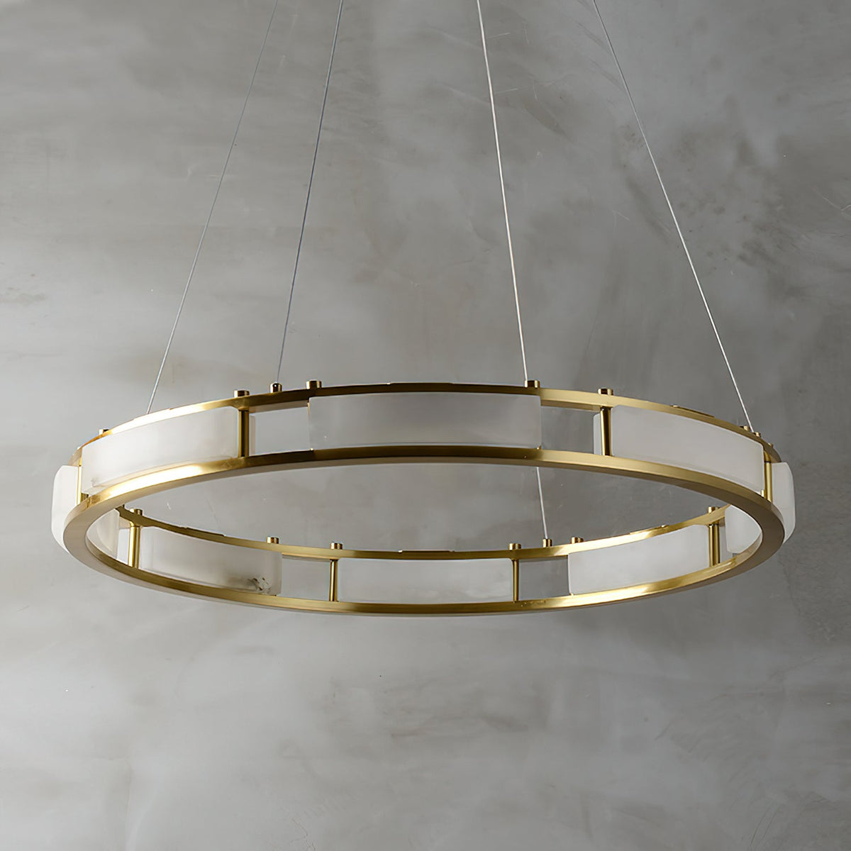 Radilum Qatar Alabaster Chandelier Brass Frame