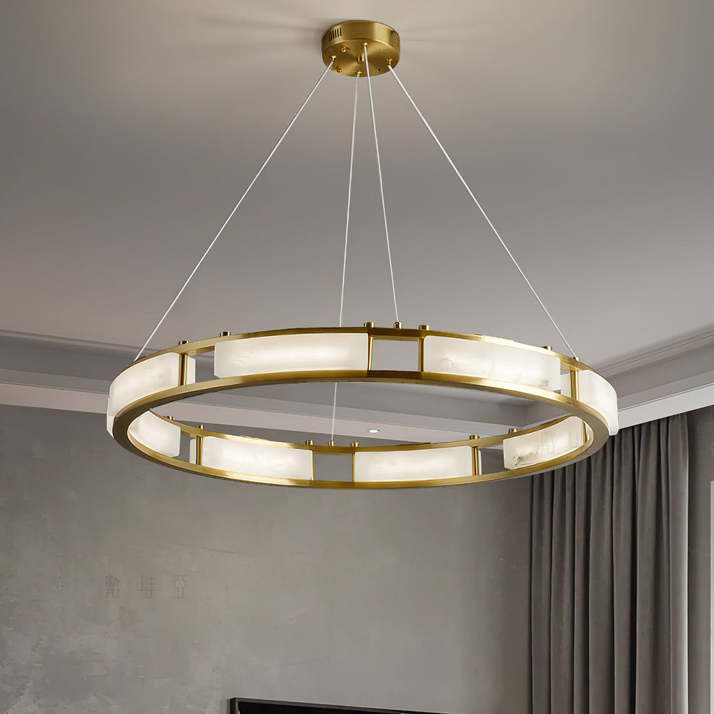 Radilum Qatar Alabaster Chandelier Brass Frame