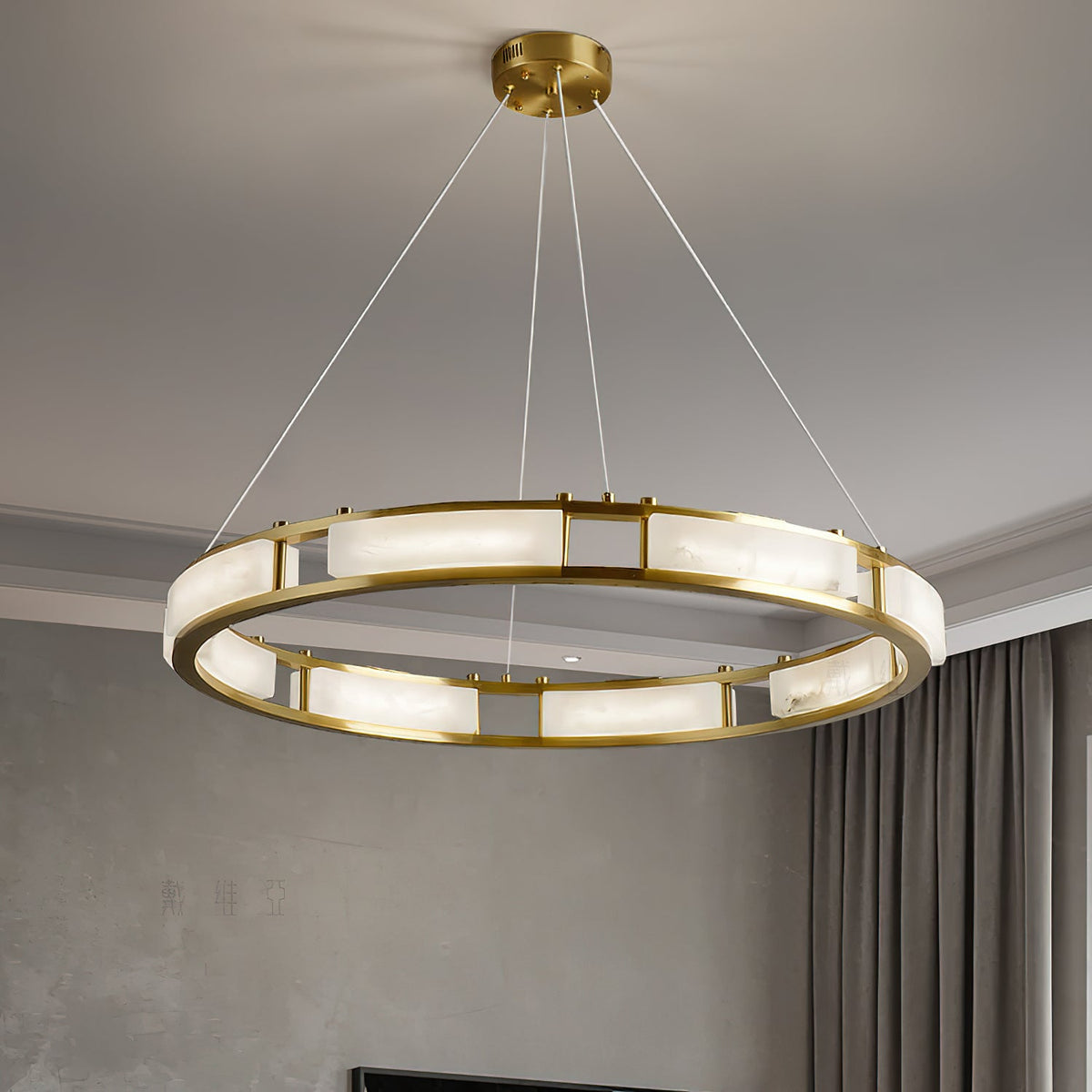 Radilum Qatar Alabaster Chandelier Brass Frame