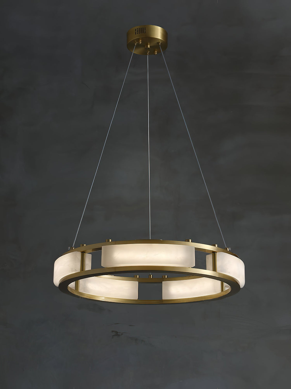 Radilum Qatar Alabaster Chandelier Brass Frame