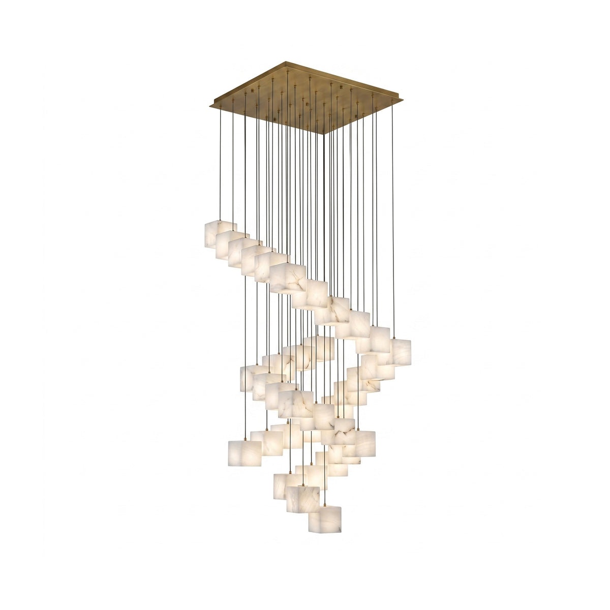 Radilum Alabaster Box Chandelier Brass Frame