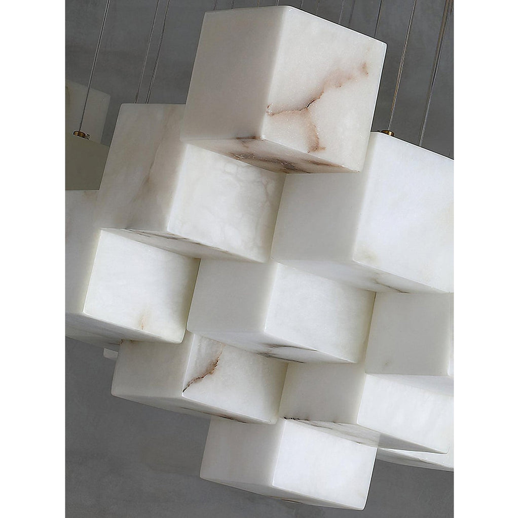 Radilum Alabaster Box Chandelier Brass Frame