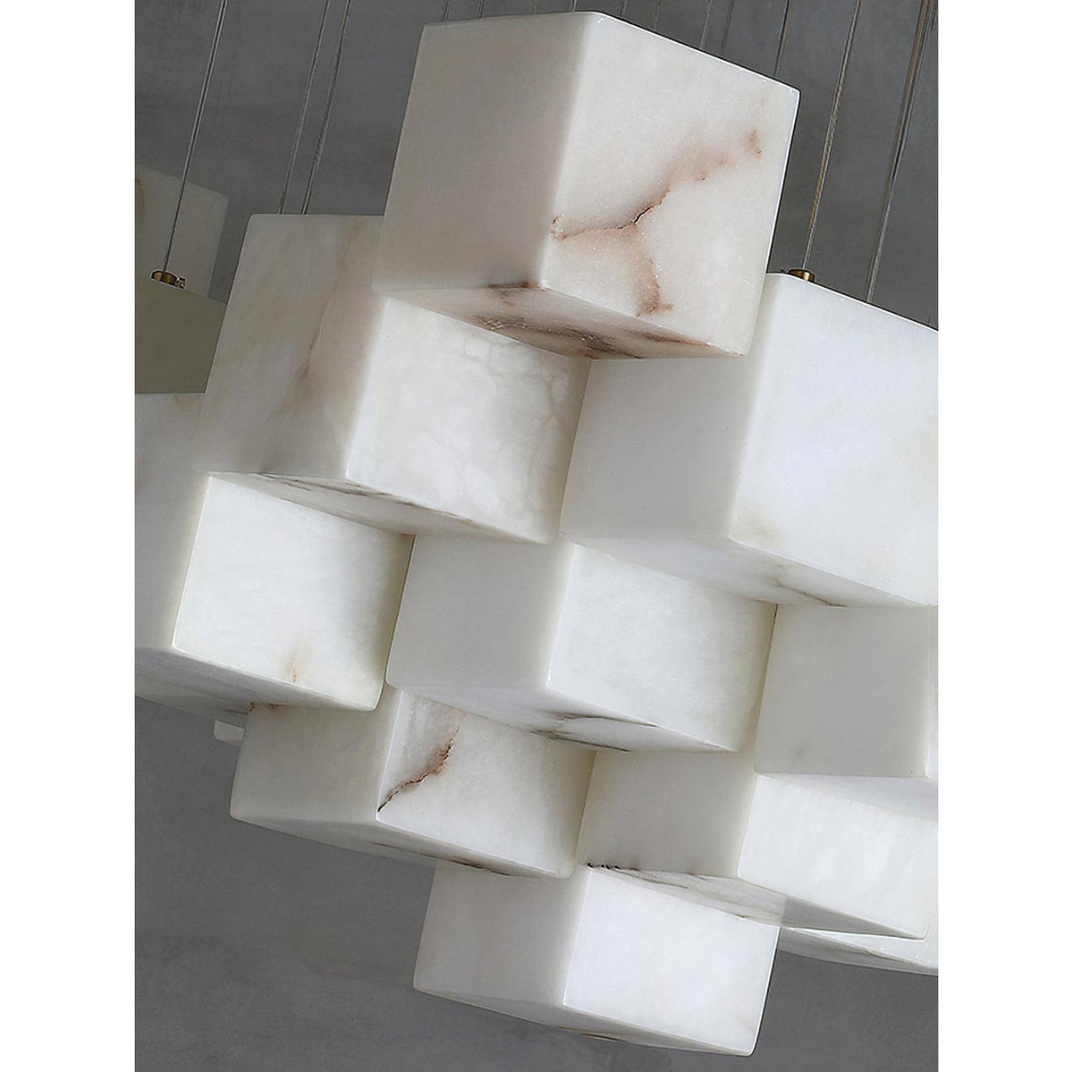 Radilum Alabaster Box Chandelier Brass Frame