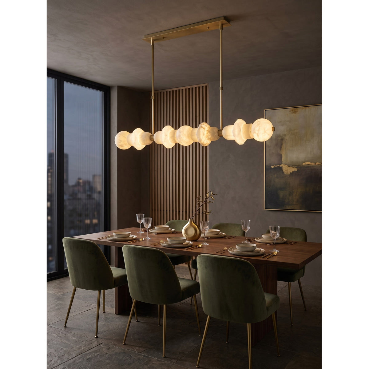 Radilum Belmont Alabaster Linear Chandelier