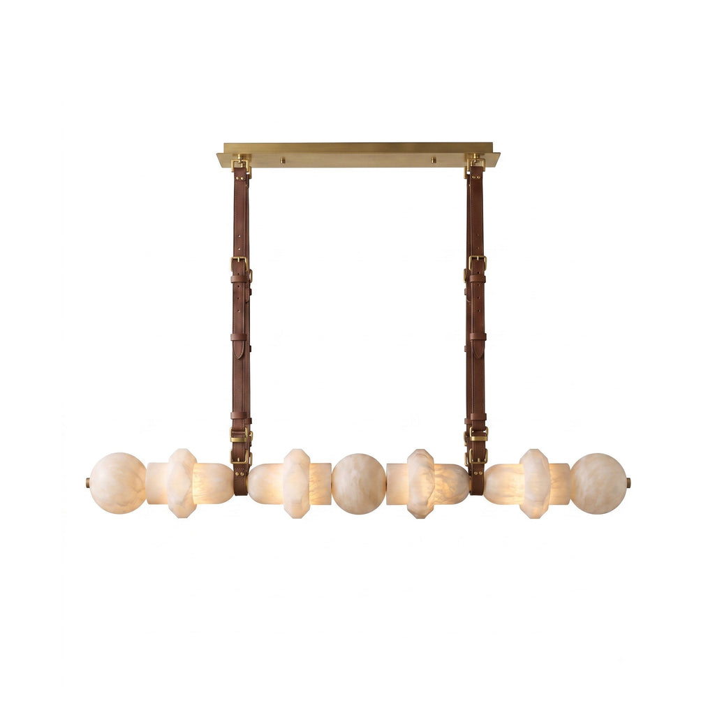 Radilum Belmont Leather Alabaster Linear Chandelier