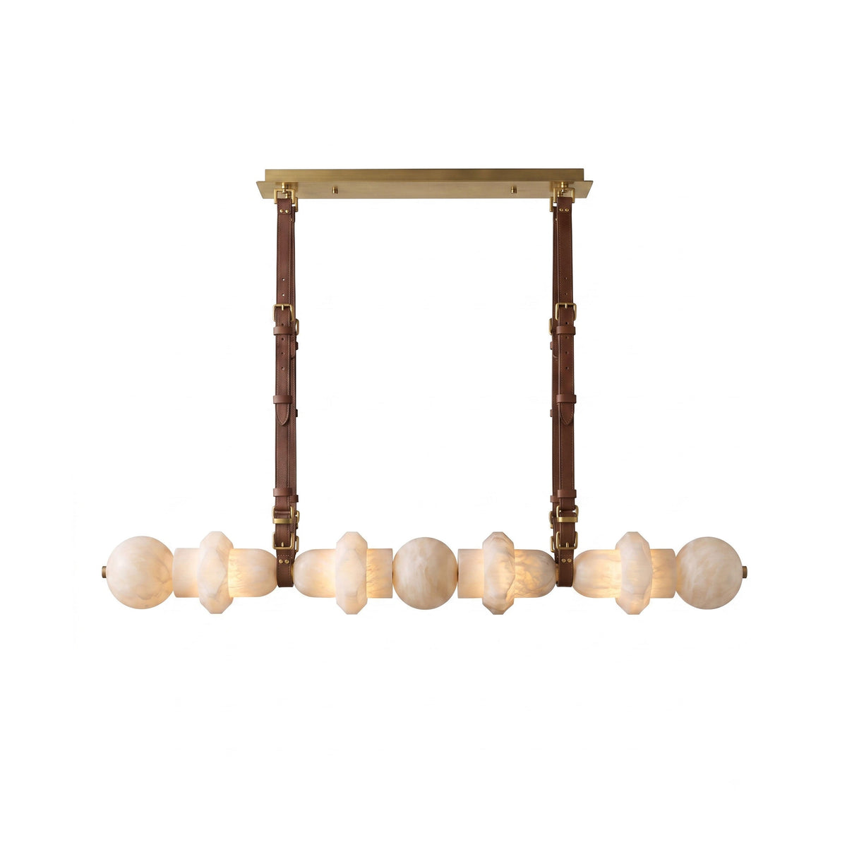 Radilum Belmont Leather Alabaster Linear Chandelier