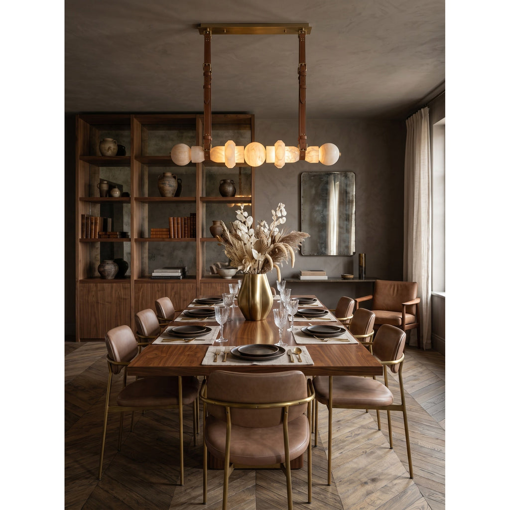 Radilum Belmont Leather Alabaster Linear Chandelier