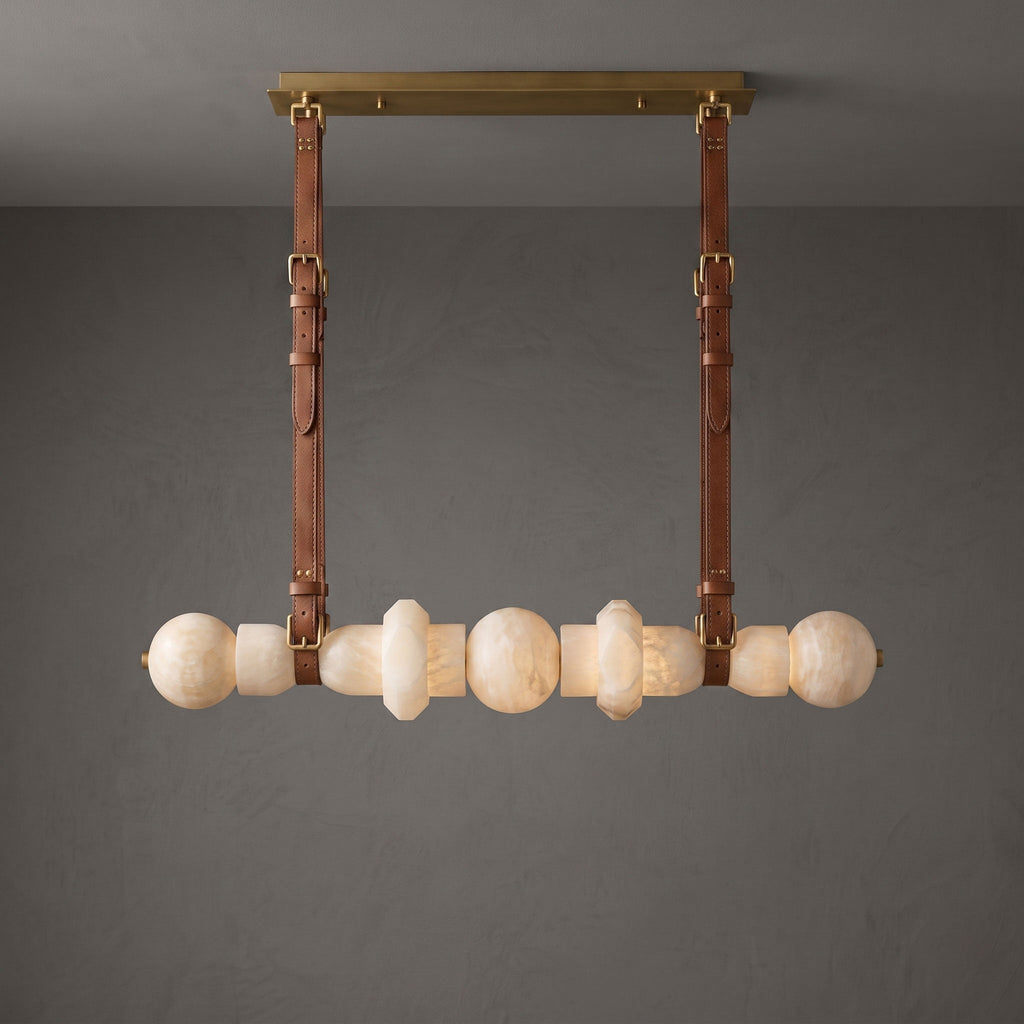 Radilum Belmont Leather Alabaster Linear Chandelier
