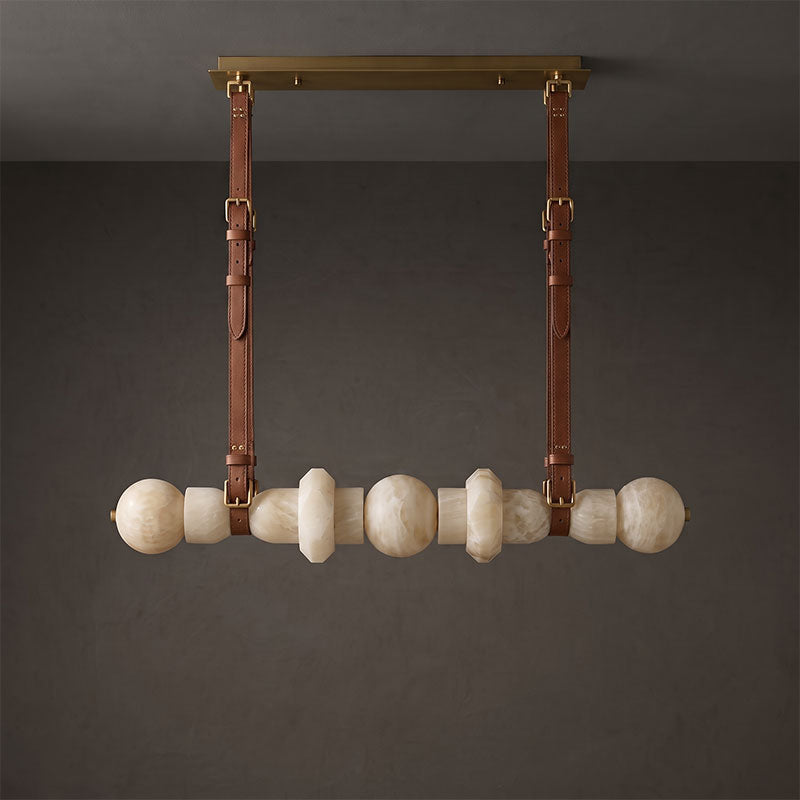 Radilum Belmont Leather Alabaster Linear Chandelier