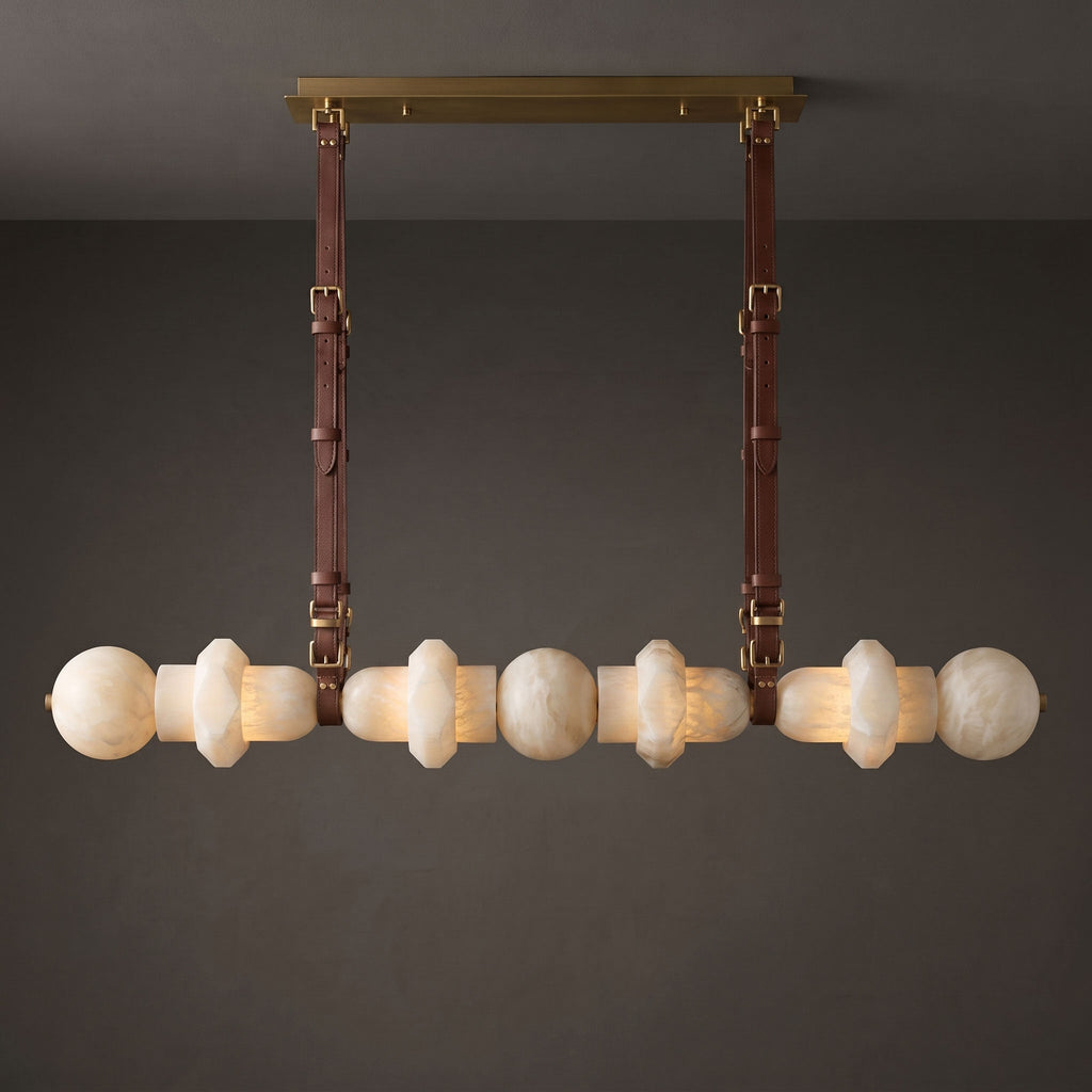 Radilum Belmont Leather Alabaster Linear Chandelier