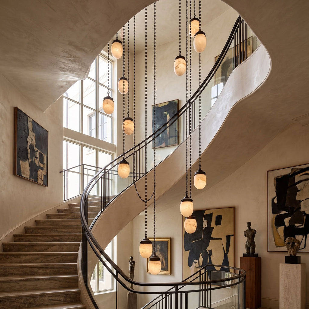 Radilum Bullet Chain Alabaster Chandelier