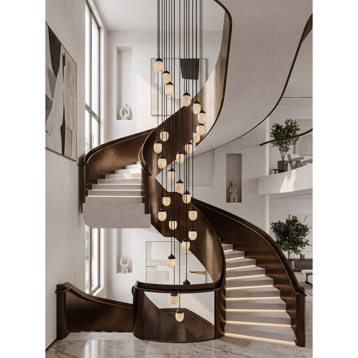 Radilum Bullet Chain Alabaster Chandelier
