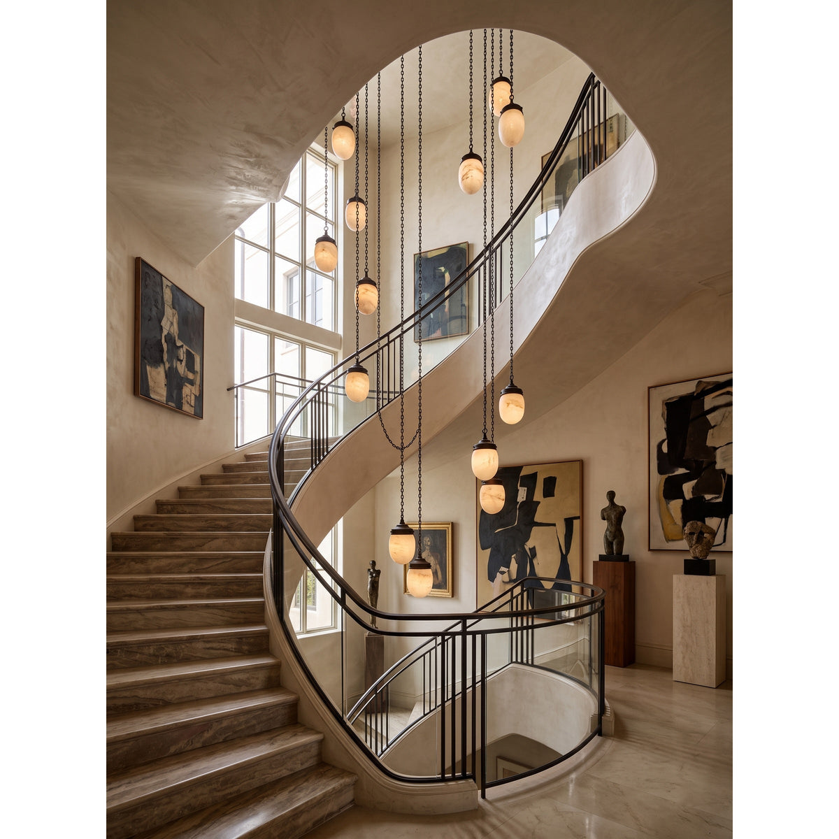 Radilum Bullet Chain Alabaster Chandelier