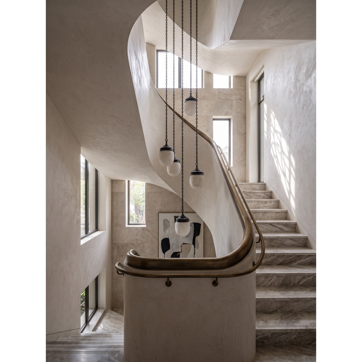 Radilum Bullet Chain Alabaster Chandelier
