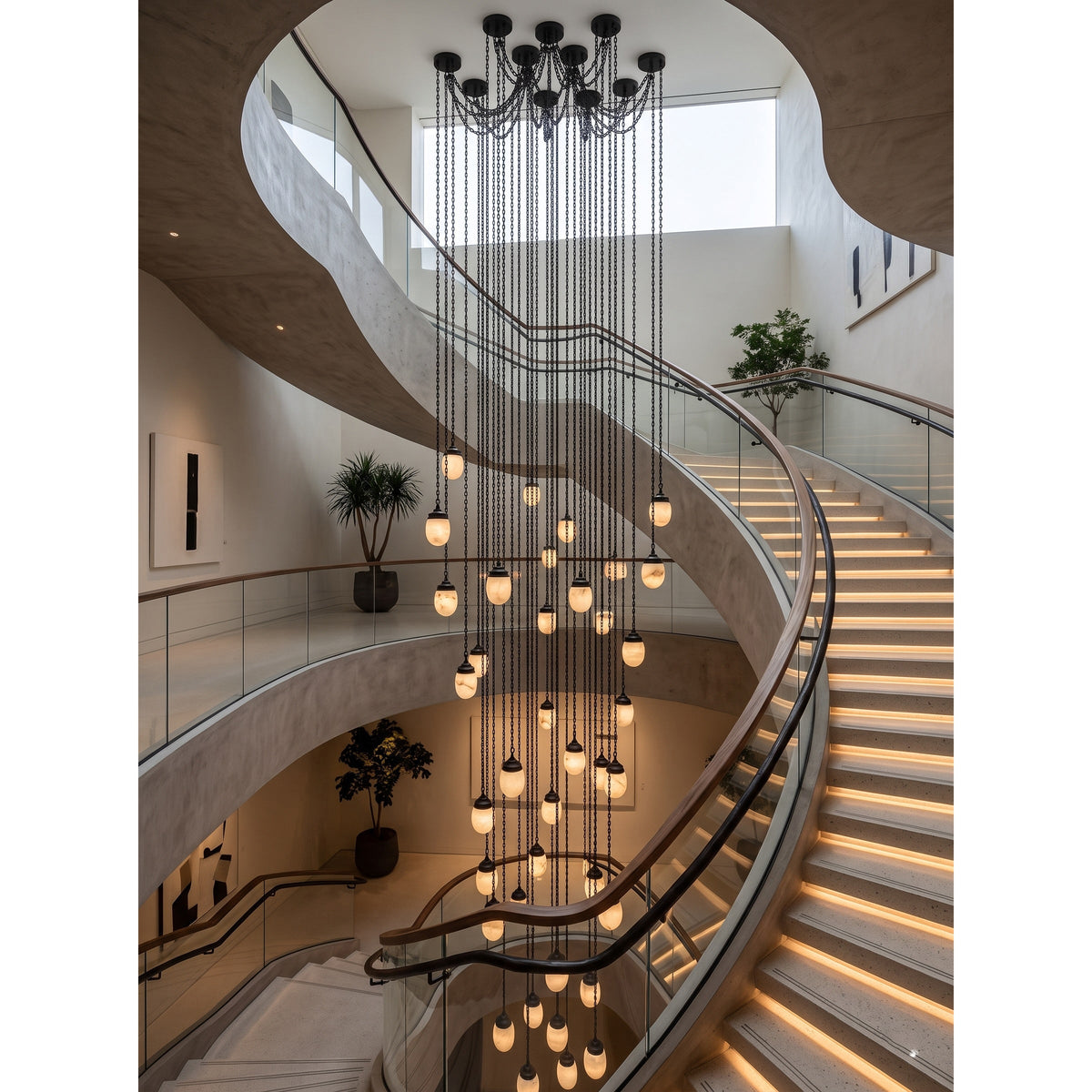 Radilum Bullet Chain Alabaster Chandelier