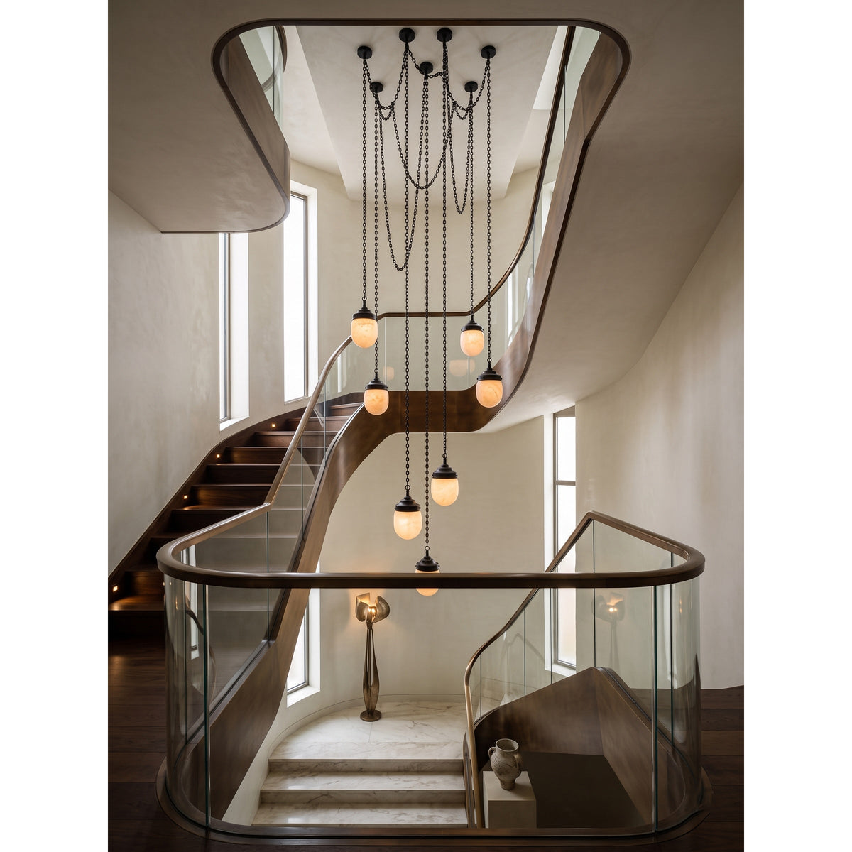 Radilum Bullet Chain Alabaster Chandelier