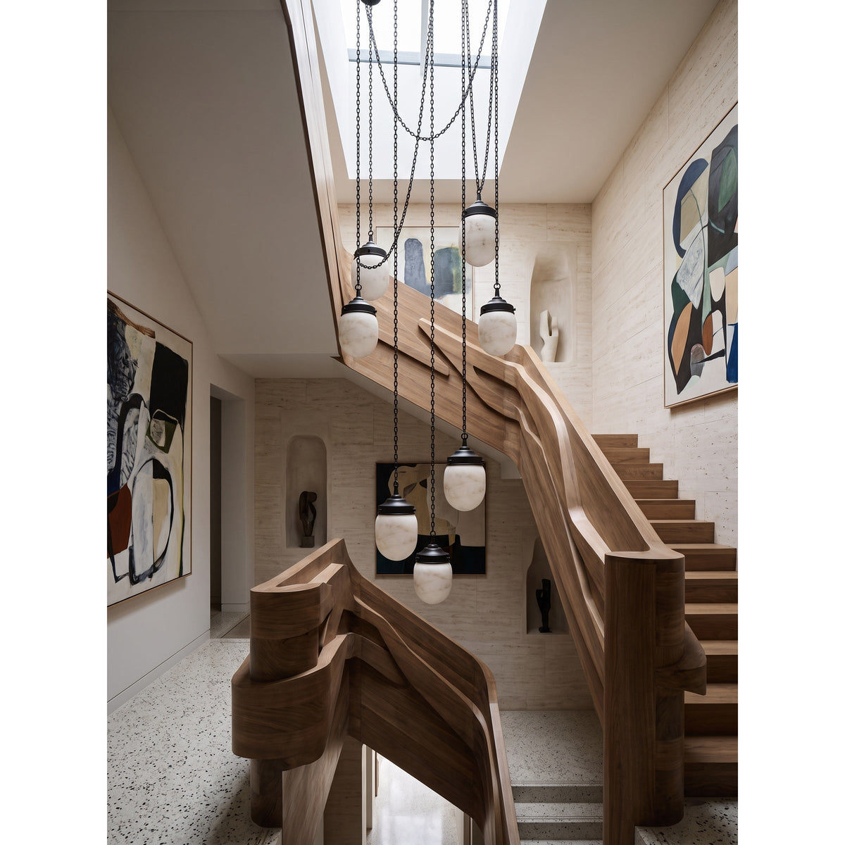 Radilum Bullet Chain Alabaster Chandelier