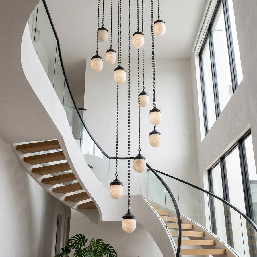 Radilum Bullet Chain Alabaster Chandelier