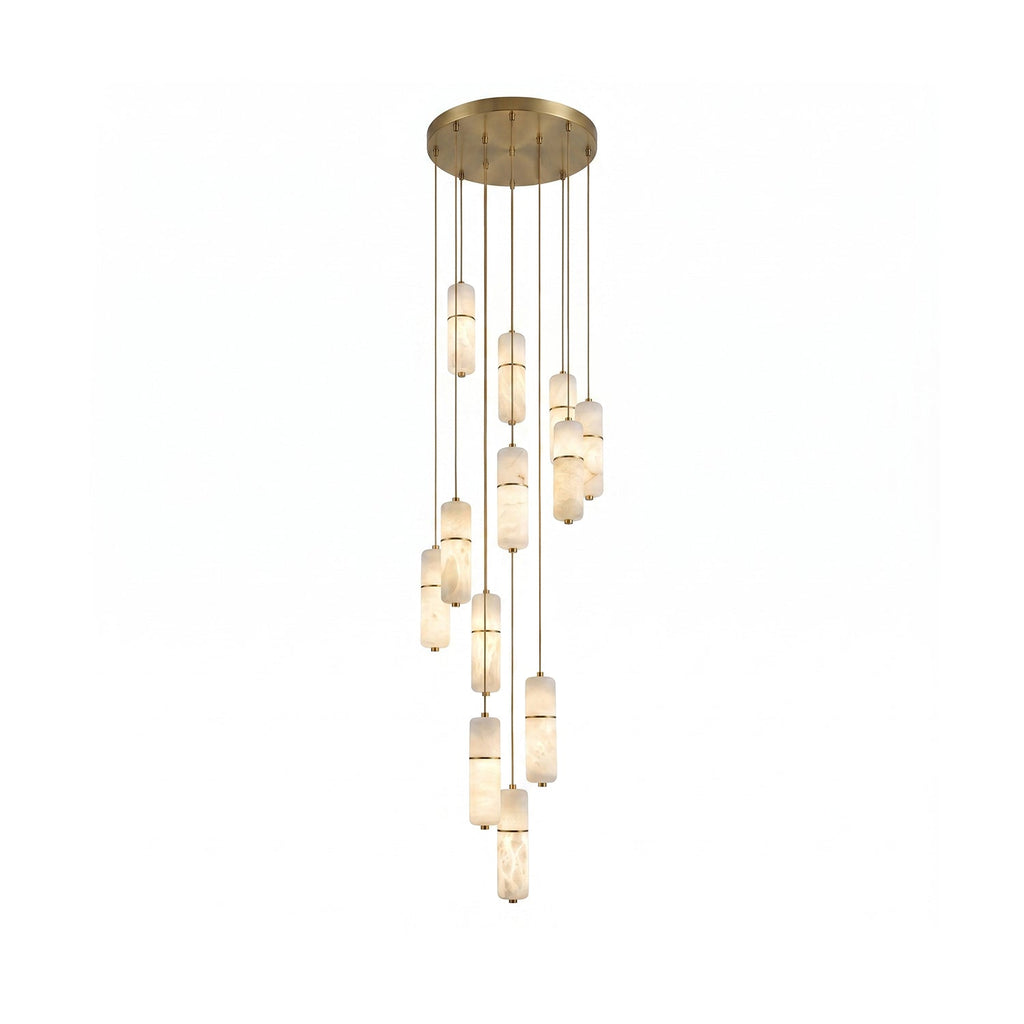 Radilum Canella Alabaster Chandelier Brass Frame