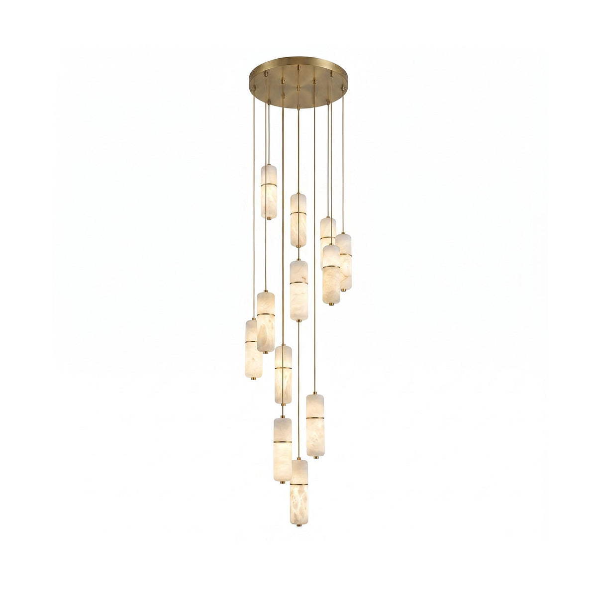 Radilum Canella Alabaster Chandelier Brass Frame
