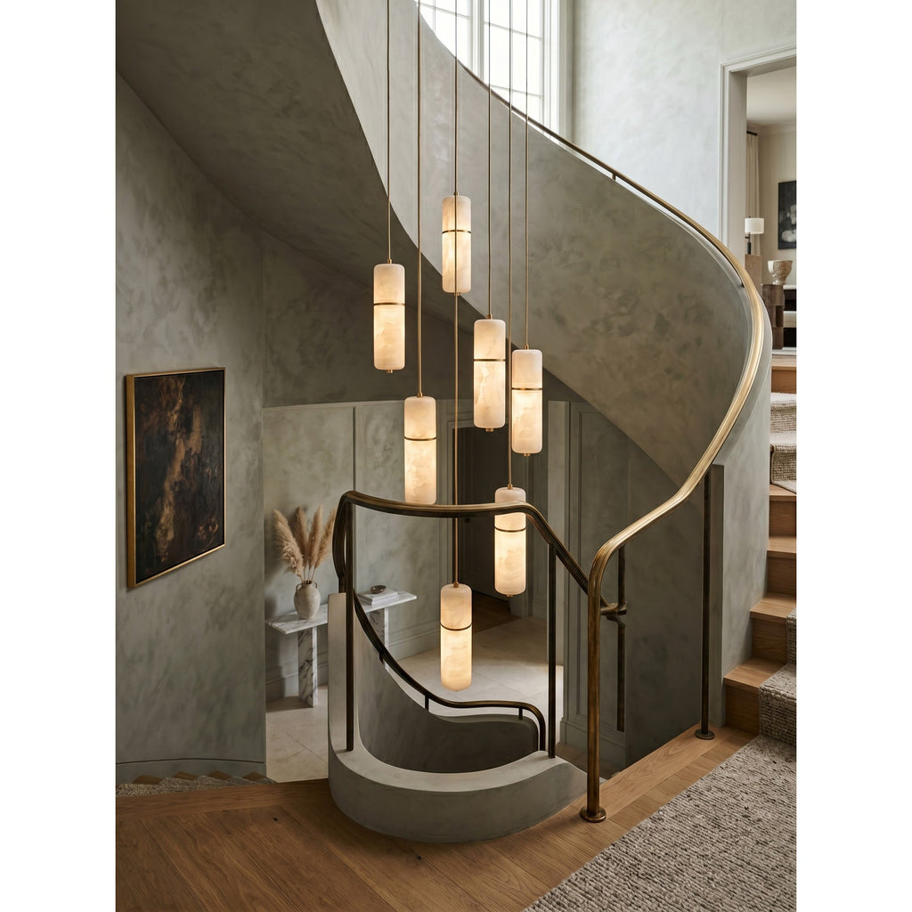 Radilum Canella Alabaster Chandelier Brass Frame