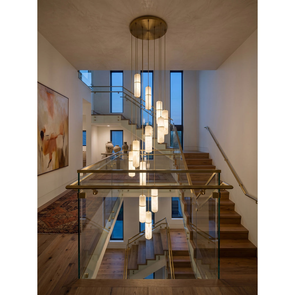 Radilum Canella Alabaster Chandelier Brass Frame
