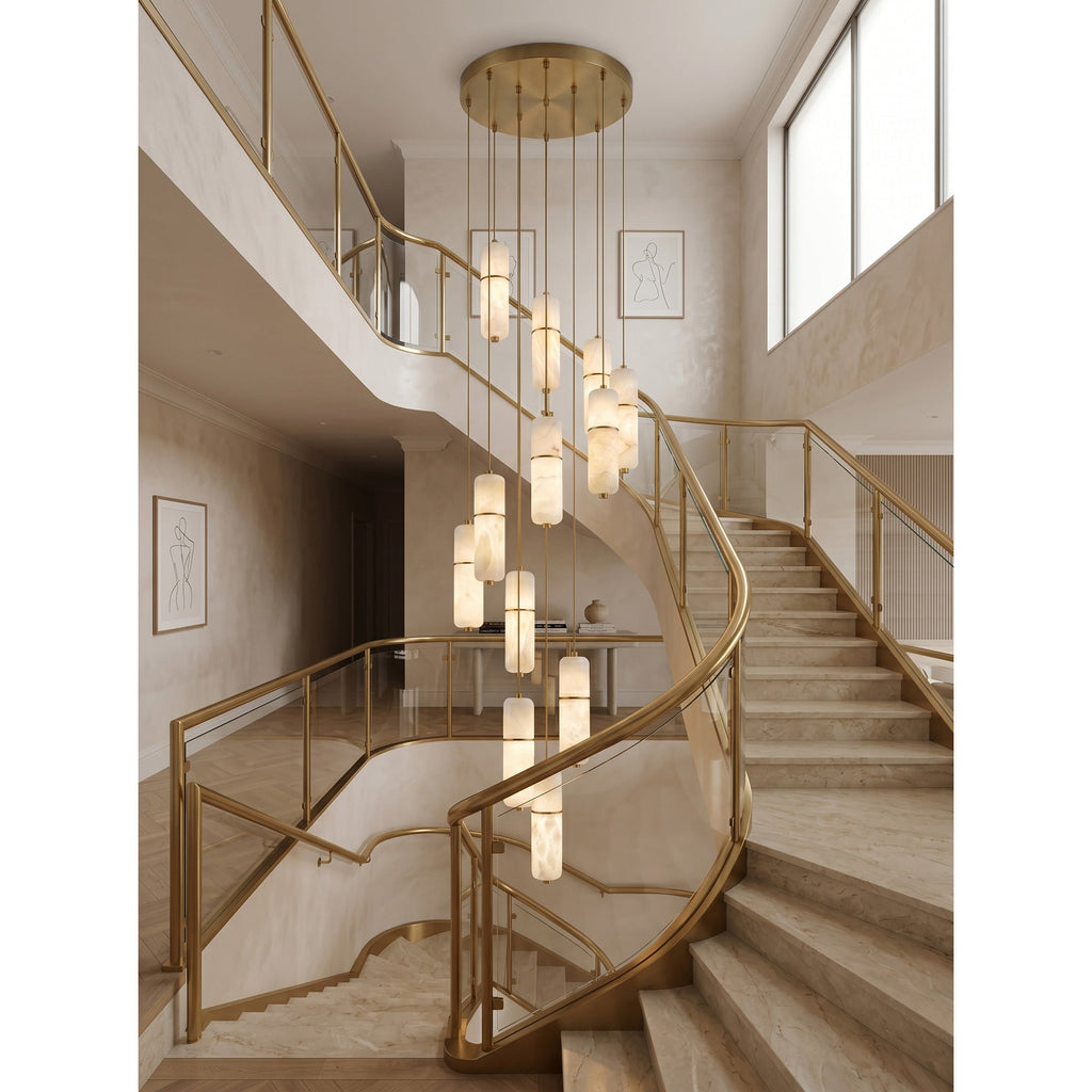 Radilum Canella Alabaster Chandelier Brass Frame