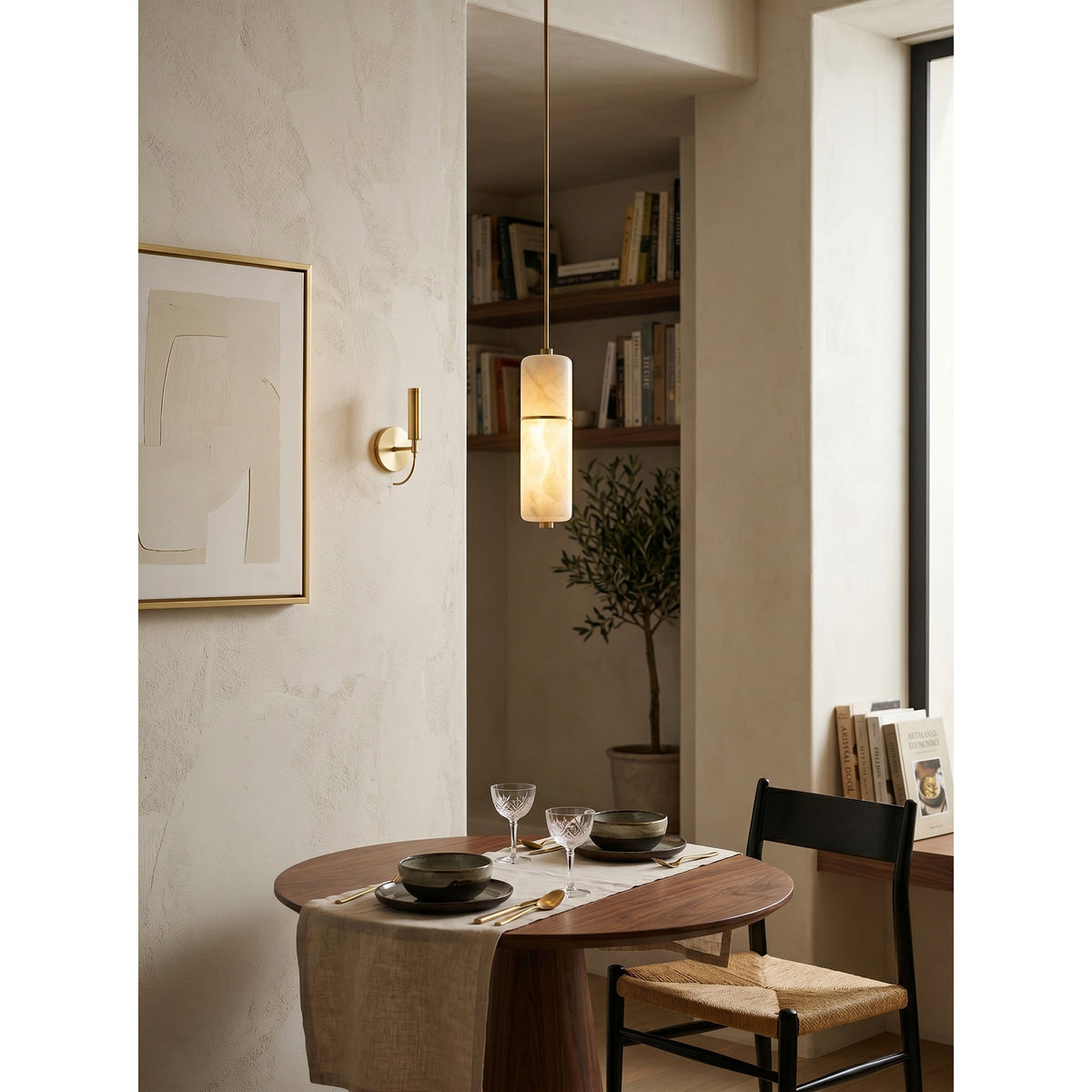 Radilum Canella Alabaster Chandelier Brass Frame