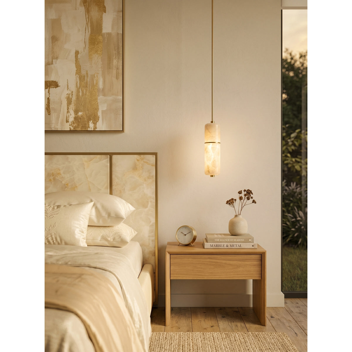 Radilum Canella Alabaster Chandelier Brass Frame